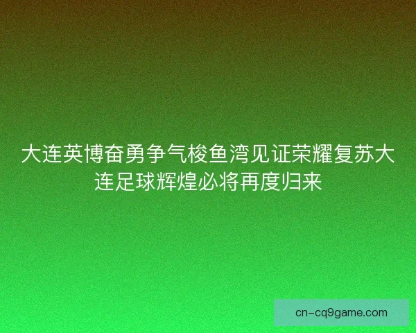 大连英博奋勇争气梭鱼湾见证荣耀复苏大连足球辉煌必将再度归来