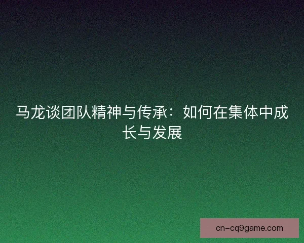马龙谈团队精神与传承:如何在集体中成长与发展 马龙谈团队精神与传承:如何在集体中成长与发展