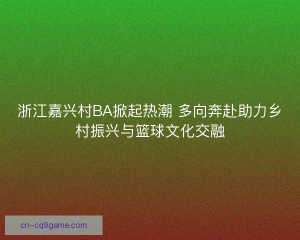 浙江嘉兴村BA掀起热潮 多向奔赴助力乡村振兴与篮球文化交融